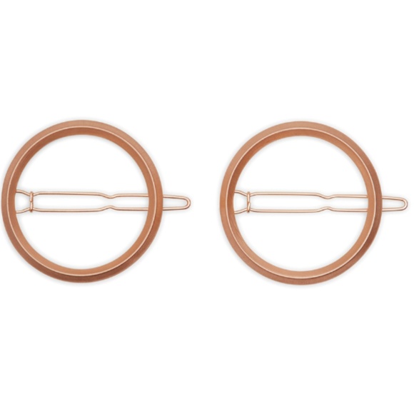 Rose Gold Circle Hair Clip Set - Picture 4 of 7